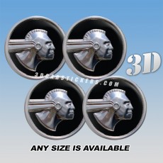PONTIAC INDIAN HEAD Decals For Wheel Center Caps — Silver Logo/Black Background