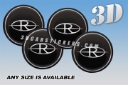 BUICK RIVIERA 3d car wheel center cap emblems stickers decals  :: Silver logo/Silver outline ring/Black background ::