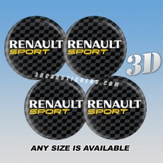RENAULT SPORT Decals For Wheel Center Caps — Silver Logo/Black Background