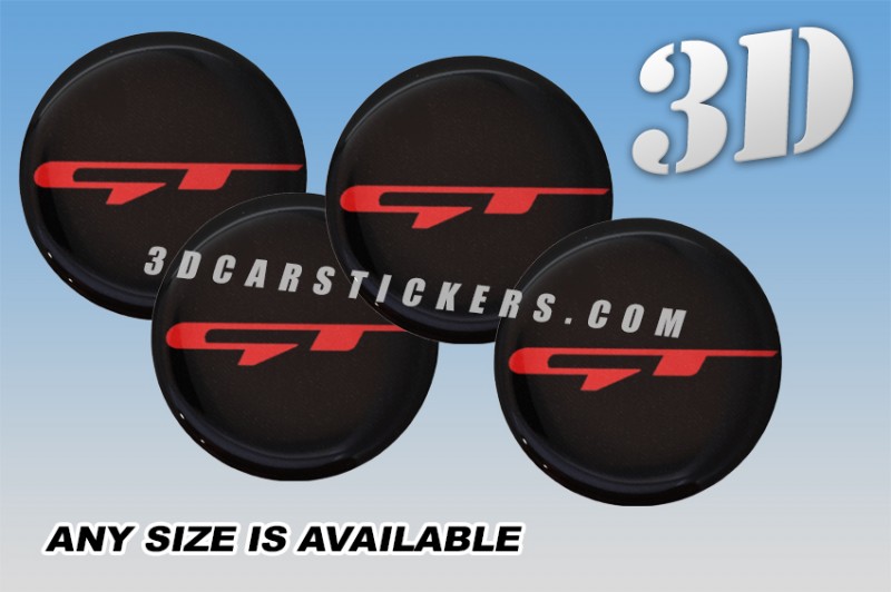 KIA STINGER GT 3d car wheel center cap emblems stickers decals  :: Red logo/black background ::