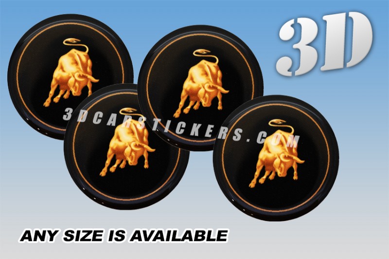 LAMBORGHINI 3d car wheel center cap emblems stickers decals  :: Gold Bull logo/Gold outline/black background ::