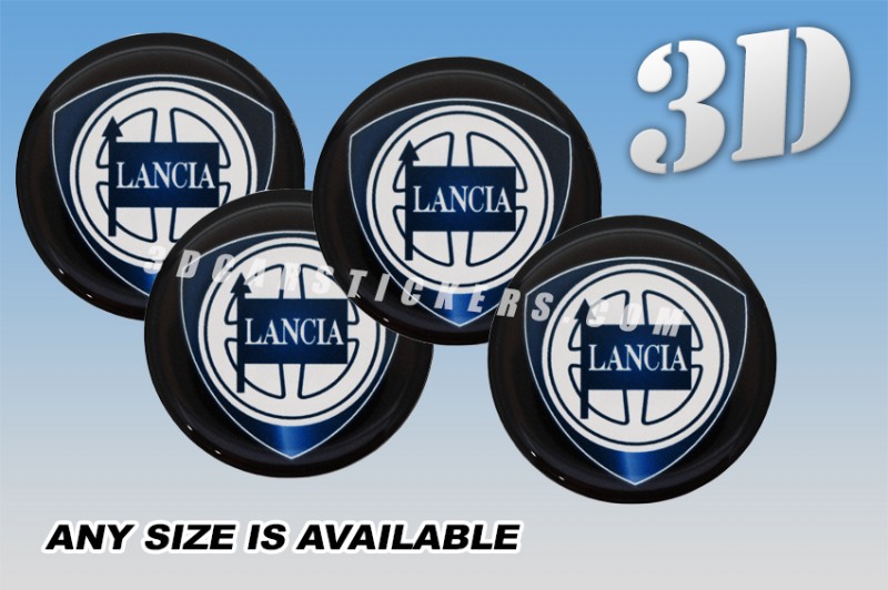 LANCIA 3d car wheel center cap emblems stickers decals  :: Blue/White logo/black background ::