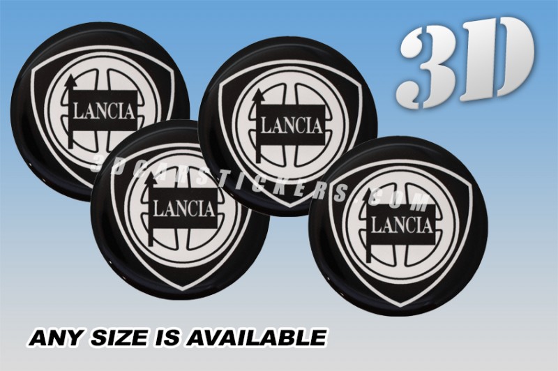LANCIA 3d car wheel center cap emblems stickers decals  :: White logo/black background ::