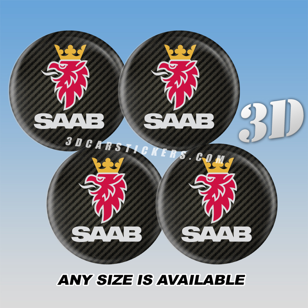 SAAB СARBON LOOK Decals For Wheel Center Caps 