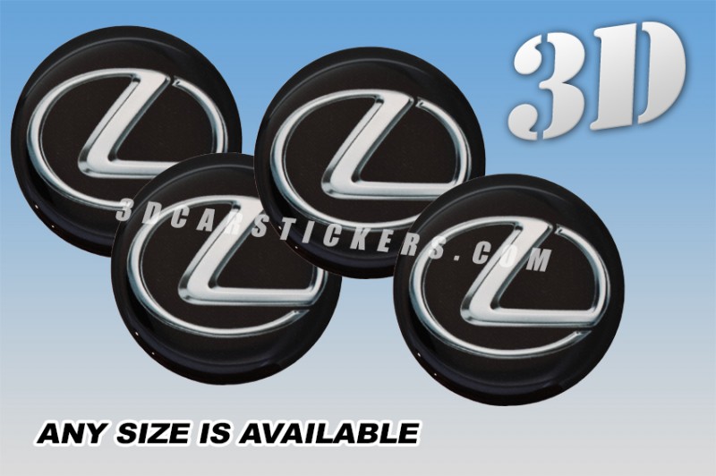 LEXUS 3d car wheel center cap emblems stickers decals  :: Silver logo/black background ::