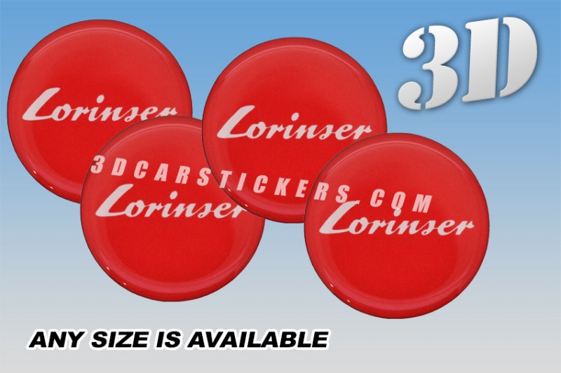 LORINSER 3d car wheel center cap emblems stickers decals  :: Silver logo/red background ::