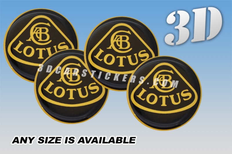 LOTUS 3d car wheel center cap emblems stickers decals  :: Yellow logo/black background ::