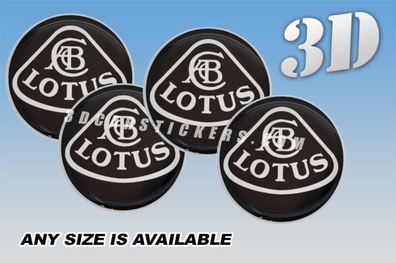 LOTUS 3d car wheel center cap emblems stickers decals  :: Silver logo/black background ::
