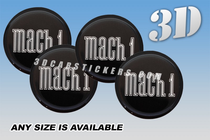 MACH1 3d car wheel center cap emblems stickers decals  :: Silver logo/black background ::