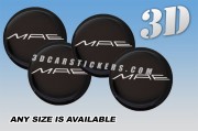 MAE 3d car wheel center cap emblems stickers decals  :: Silver logo/black background ::