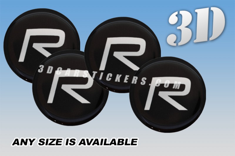 VOLVO R DESIGN 3d car wheel center cap emblems stickers decals  :: Silver logo/black background ::
