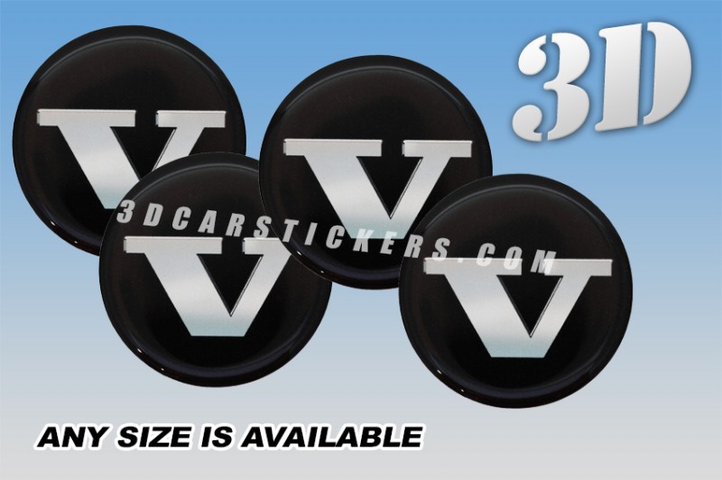 VOLVO V 3d car wheel center cap emblems stickers decals  :: Silver logo/black background ::