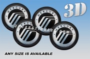 MERCURY 3d car wheel center cap emblems stickers decals  :: Silver logo/black background ::
