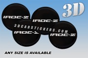 IROC-Z 3d car wheel center cap emblems stickers decals  :: Silver logo/black background ::