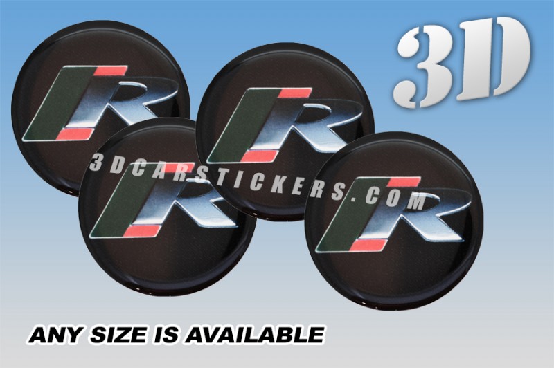 JAGUAR R 3d car wheel center cap emblems stickers decals  :: Silver/Red/Green logo/black background ::