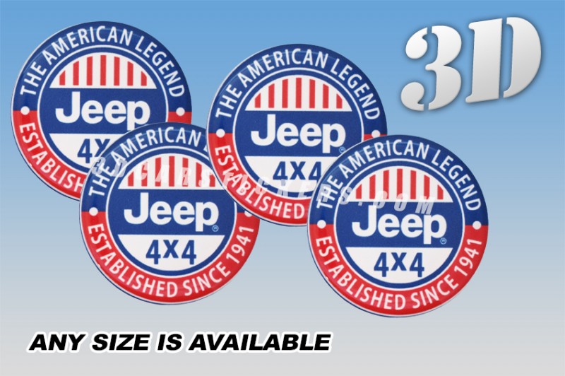 JEEP 4x4 3d car wheel center cap emblems stickers decals  :: Red/Blue/White logo ::