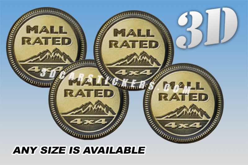 JEEP MALL RATED 3d car wheel center cap emblems stickers decals  :: Gold logo/black background ::