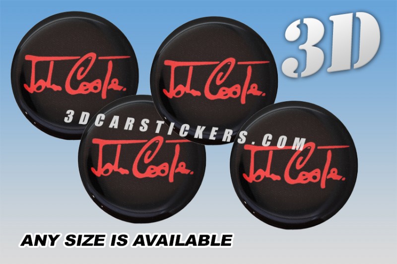 JOHN COOPER 3d car wheel center cap emblems stickers decals  :: Red logo/black background ::