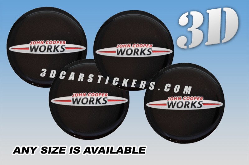 JOHN COOPER WORKS 3d car wheel center cap emblems stickers decals  :: Red/Silver logo/black background ::