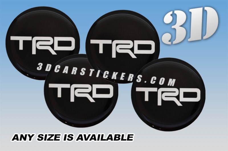 TRD 3d car wheel center cap emblems stickers decals  :: White logo/black background ::