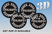 TRIUMPH 3d car wheel center cap emblems stickers decals  :: Silver logo/black background ::