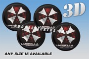 UMBRELLA 3d car wheel center cap emblems stickers decals  :: Color logo/black background ::