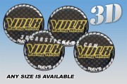 VOLK RACING WHEEL 3d car wheel center cap emblems stickers decals  :: Gold/White logo/Carbon background ::