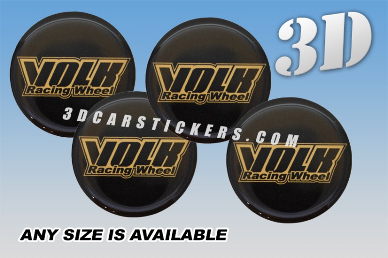VOLK RACING WHEEL 3d car wheel center cap emblems stickers decals  :: Gold logo/Black background ::