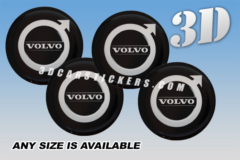 VOLVO NEW LOGO 3d car wheel center cap emblems stickers decals  :: Silver logo/black background ::