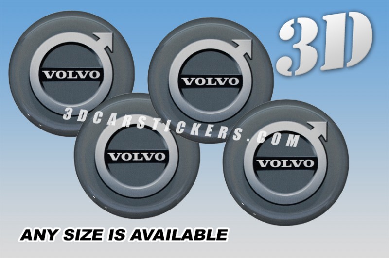 VOLVO NEW LOGO 3d car wheel center cap emblems stickers decals  :: Silver logo/graphite background ::