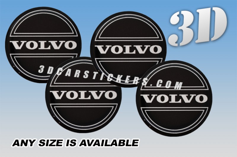 VOLVO OLD LOGO 3d car wheel center cap emblems stickers decals  :: White logo/black background ::
