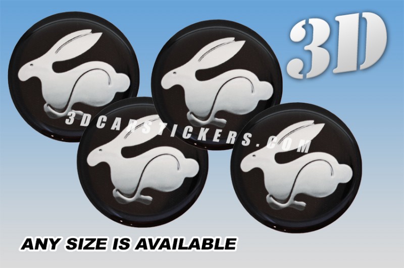 VOLKSWAGEN RABBIT 3d car wheel center cap emblems stickers decals  :: Silver logo/black background ::