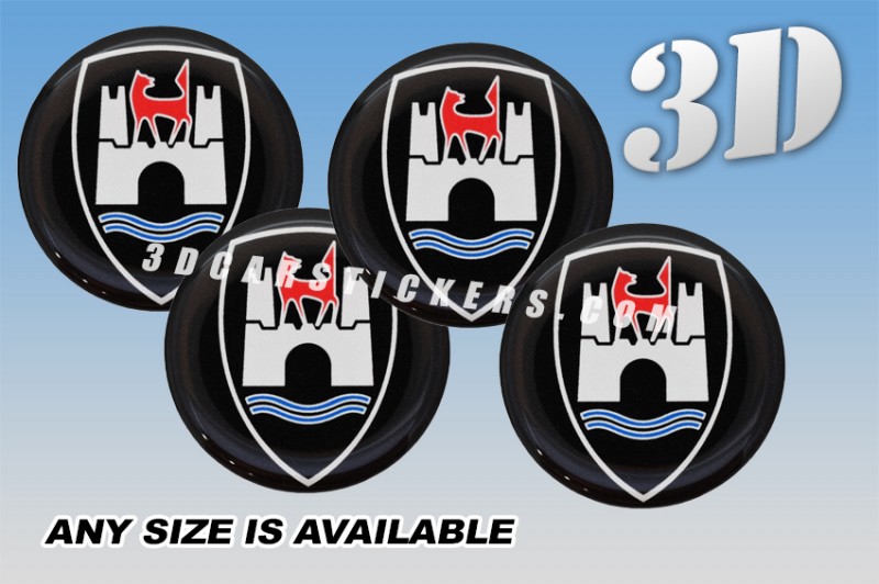 WOLFSBURG EDITION 3d car wheel center cap emblems stickers decals  :: Silver/Blue/Red logo/black background ::