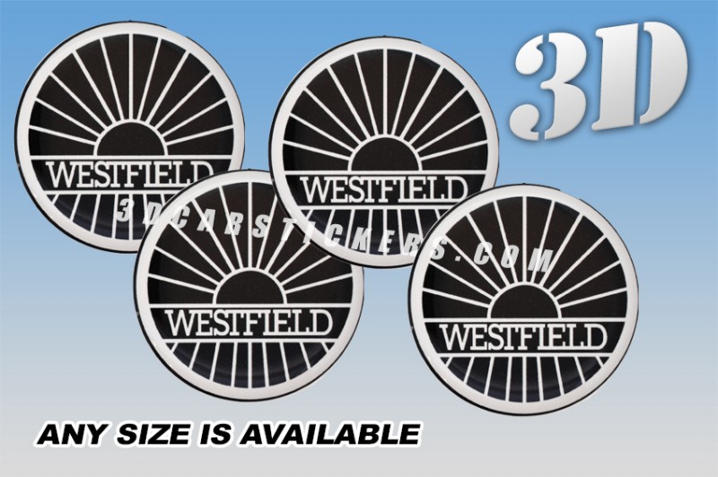 WESTFIELD 3d car wheel center cap emblems stickers decals  :: White logo/black background ::