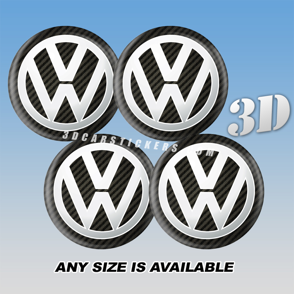 VOLKSWAGEN СARBON LOOK Decals For Wheel Center Caps 