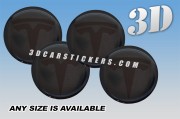 TESLA 3d car wheel center cap emblems stickers decals  :: Black logo/graphite background ::
