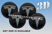 TESLA 3d car wheel center cap emblems stickers decals  :: Graphite logo/black background ::