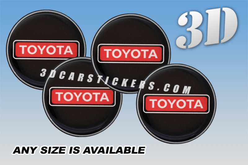 TOYOTA 3d car wheel center cap emblems stickers decals  :: White/Red writing/Silver outlilne/black background ::
