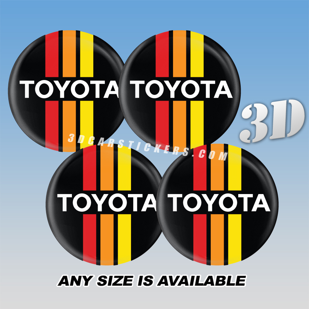 TOYOTA OLD Decals For Wheel Center Caps — Tribar Logo/Black Background