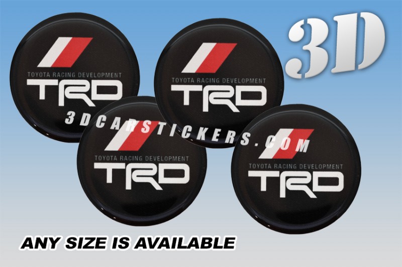 TRD 3d car wheel center cap emblems stickers decals  :: Red/White/Silver logo/black background ::