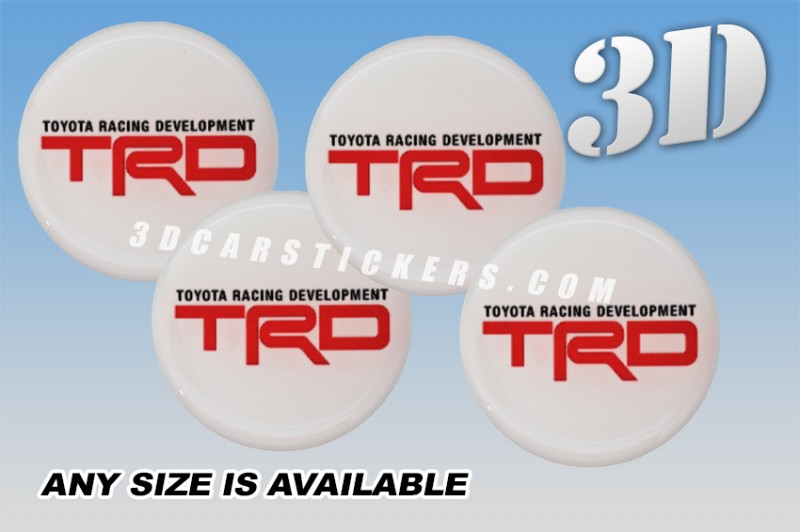 TRD 3d car wheel center cap emblems stickers decals  :: Red/Black logo/White background ::
