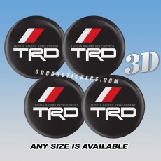 TRD Decals For Wheel Center Caps — Red/White/Silver Logo/Black Background