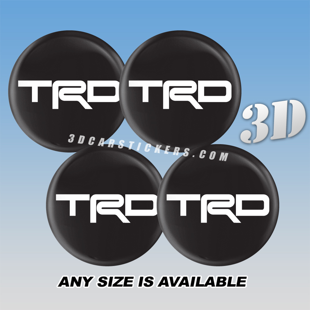 TRD Decals For Wheel Center Caps — White Logo/Black Background