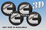 CUMMINS 3d car wheel center cap emblems stickers decals  :: Silver logo/black background ::