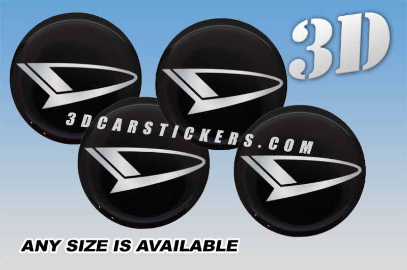 DAIHATSU 3d car wheel center cap emblems stickers decals  :: Silver logo/black background ::