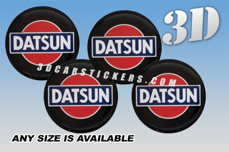 DATSUN 3d car wheel center cap emblems stickers decals  :: White/Blue/Red logo/black background ::