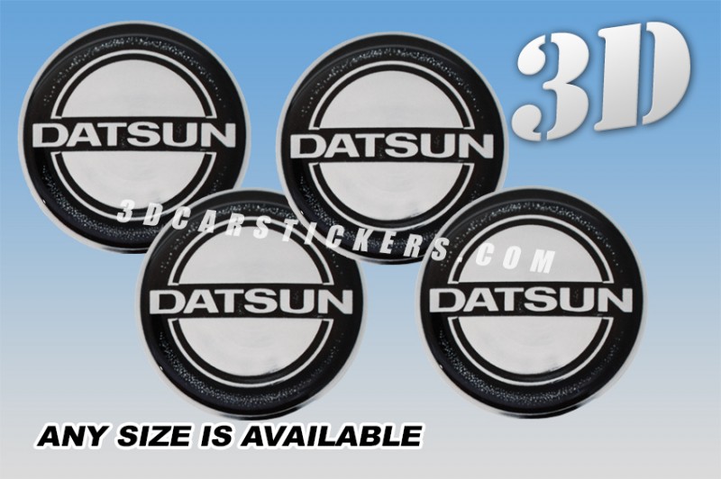 DATSUN 3d car wheel center cap emblems stickers decals  :: Silver logo/black background ::