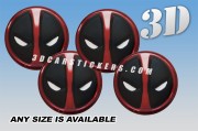 DEADPOOL 3d car wheel center cap emblems stickers decals  :: Red logo/black background ::
