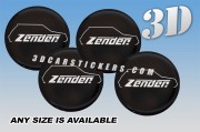 ZENDER 3d car wheel center cap emblems stickers decals  :: Silver logo/black background ::