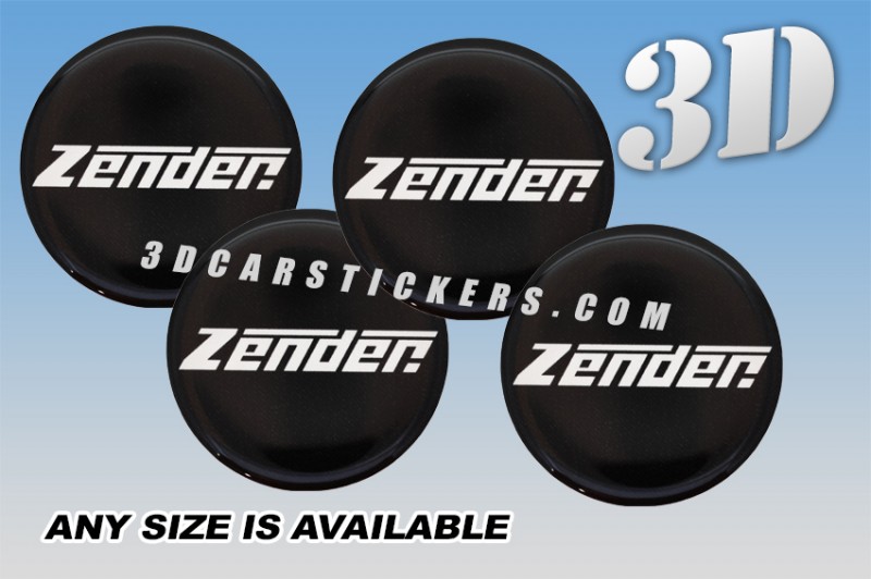 ZENDER 3d car wheel center cap emblems stickers decals  :: White logo/black background ::